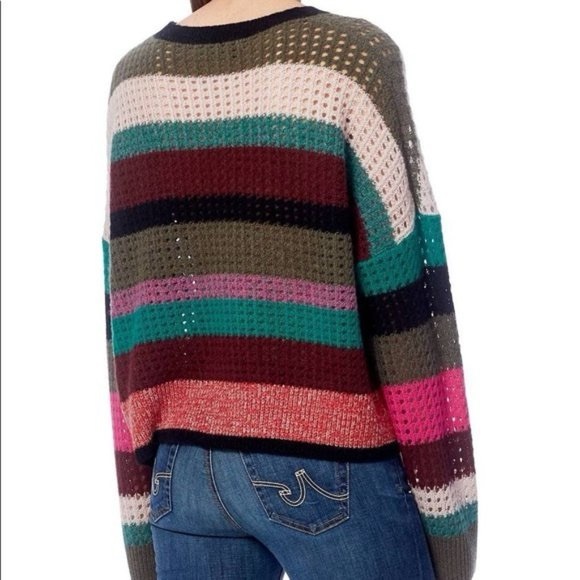 360 Cashmere Ashley Multicolored Open Knit Long Sleeve Sweater Size Medium - Picture 2 of 13